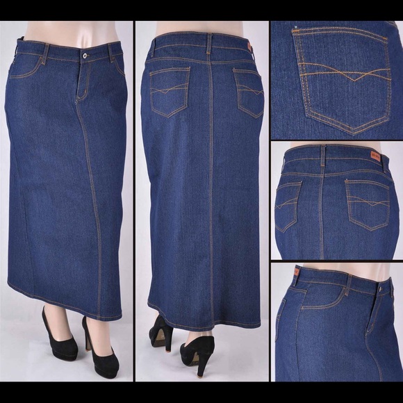 cheap long denim skirts